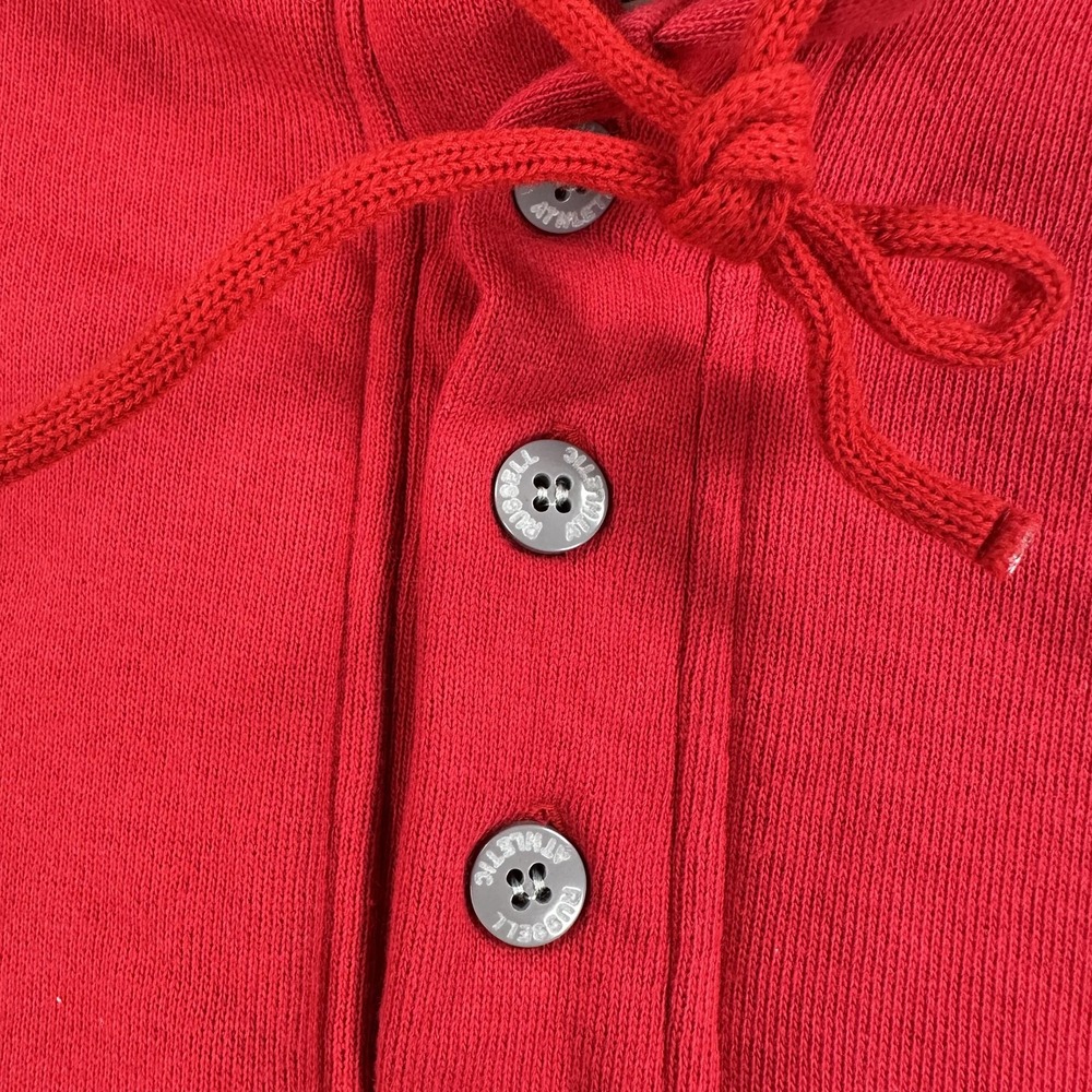 Vintage L.L.Bean x Russel Hoodie Mens Medium Red Henley Heavyweight Made USA - Picture 3 of 13